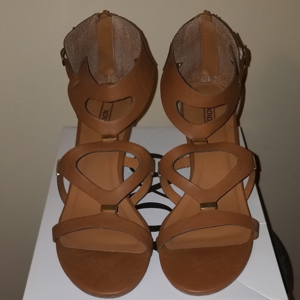 Wedge open toe heels
